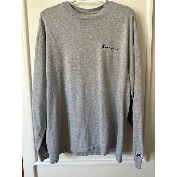 90s Champion Longsleeve Gray Tee Large - Picture 1 of 4